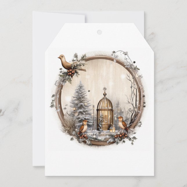 Christmas clipart with winter forest thank you card (Front)