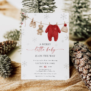 Christmas Clothesline A Merry Little Baby Shower Invitation