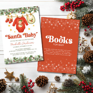Christmas Clothesline Baby Shower and Book Request Invitation