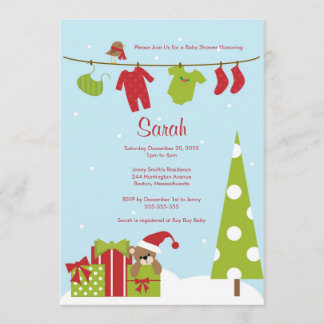 Christmas Clothesline Baby Shower Invite