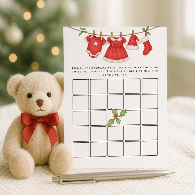 Christmas Clothesline Bingo Baby Shower Game Card (Creator Uploaded)