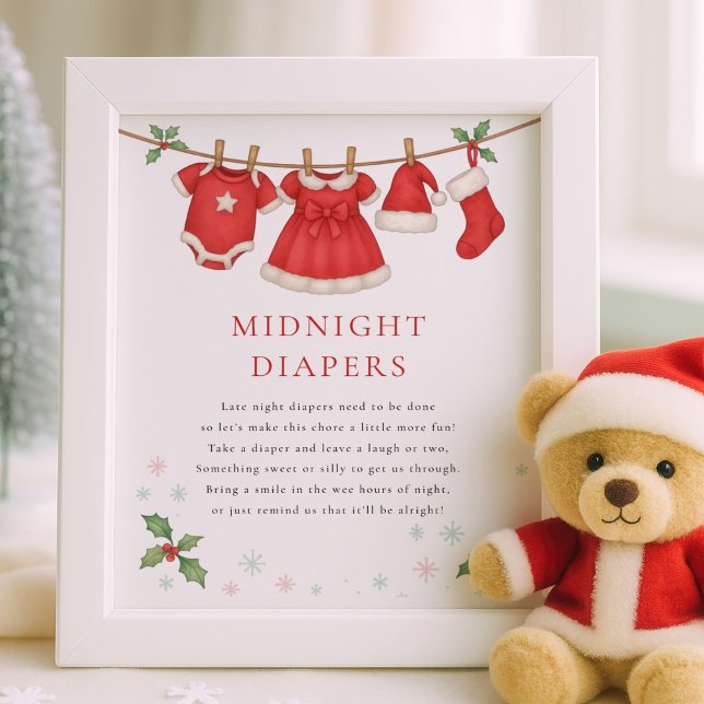 Christmas Clothesline Midnight Diaper Baby Shower Poster (Creator Uploaded)