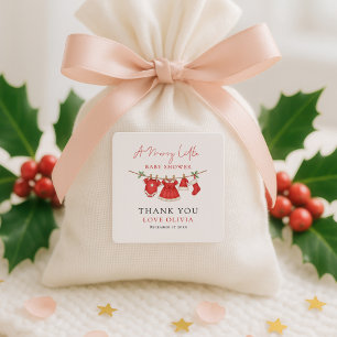 Christmas Clothesline Thank You Baby Shower Square Sticker