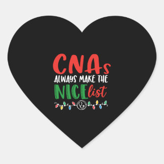 Christmas CNA cnas always make nice list Heart Sticker