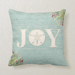 Christmas Coastal Beach Joy Throw Pillow