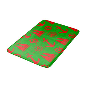 Christmas Coastal Nautical Pattern Bath Mat