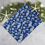 Christmas Coastal Seahorse Glitter Navy Blue Tissue Paper<br><div class="desc">This beautiful coastal Christmas tissue paper features a nautical ocean pattern of silver glitter seahorses, seashells, and holly sprigs on a navy blue background, for a festive beach holiday design. Check out the collection for matching products and other colorways, or message me through Zazzle Chat if you need a special...</div>