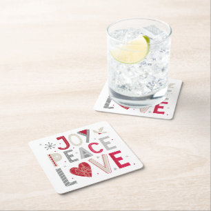 Christmas Coaster with joy peace love typography
