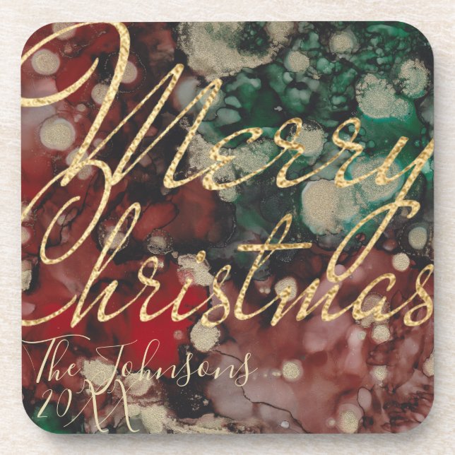 Christmas Coasters Colorburst Reds Greens (Front)