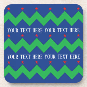 Christmas Coasters Green Trees and Red Stars