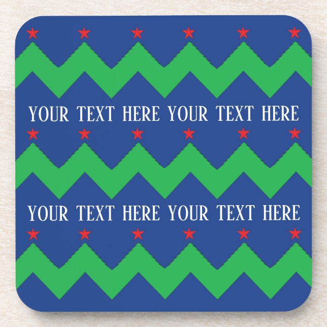 Christmas Coasters Green Trees and Red Stars (Front)