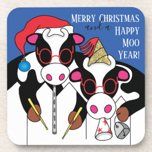 Christmas Coasters Happy Moo Year
