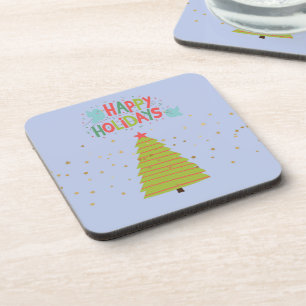 Christmas Coasters with Tree and Happy Holidays