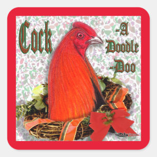 Christmas Cockadoodledoo Square Sticker