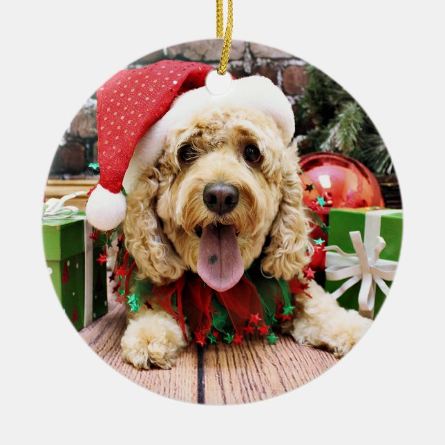 Christmas - Cockapoo - Sadie Ceramic Ornament (Front)