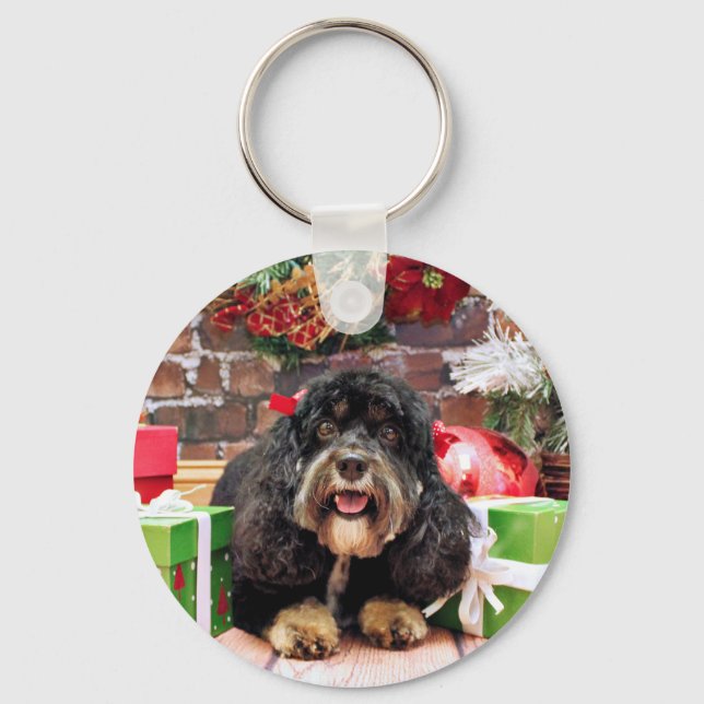 Christmas - Cockapoo - Sadie Key Ring (Front)