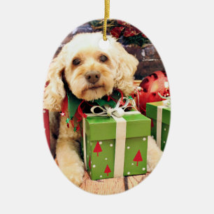 Christmas - Cockapoo - Trailer Ceramic Ornament