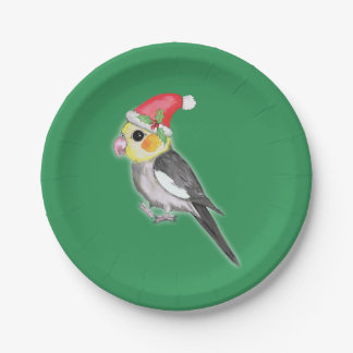 Christmas cockatiel paper plate