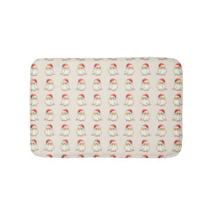 Christmas Cockatiel Wearing Santa Hat Bath Mat