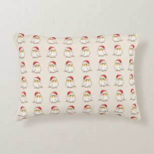 Christmas Cockatiel Wearing Santa Hat Decorative Cushion