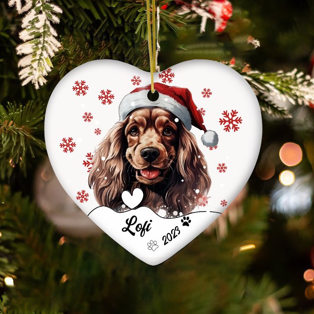 Christmas Cocker Spaniel Dog Personalised Ceramic Ornament (Creator Uploaded)