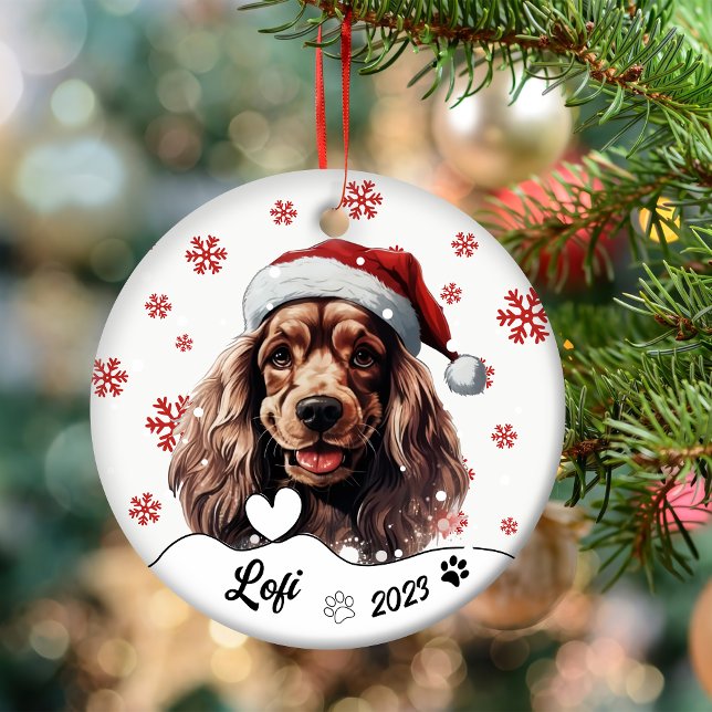 Christmas Cocker Spaniel Dog Personalised Ceramic Ornament (Creator Uploaded)