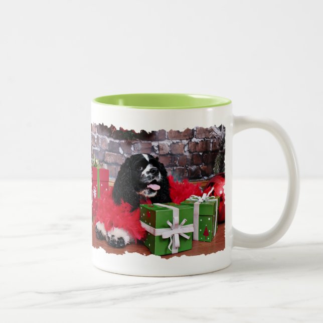 Christmas - Cocker Spaniel - Maggie Two-Tone Coffee Mug (Right)