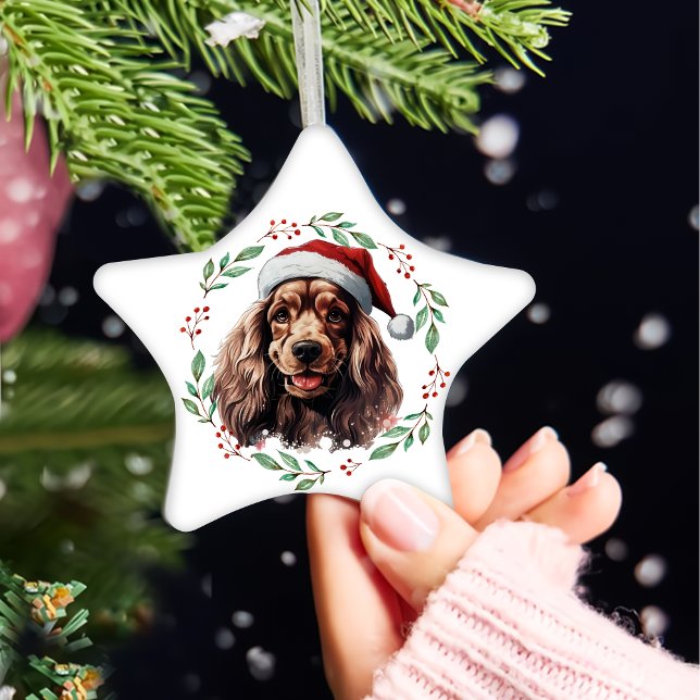 Christmas Cocker Spaniel Personalised Ceramic Ornament (Creator Uploaded)