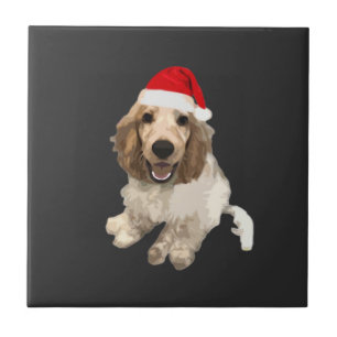 Christmas Cocker Spaniel (White) Essential T-Shirt Ceramic Tile