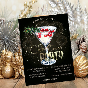 Christmas Cocktail Fireworks Christmas Company  Invitation