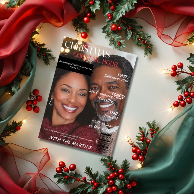 Christmas Cocktail Hour Party Magazine Photo  Invitation (Christmas Cocktail Hour Party Magazine Photo Invitation)