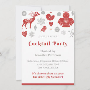 Christmas Cocktail Invitation Classic Nordic Grey