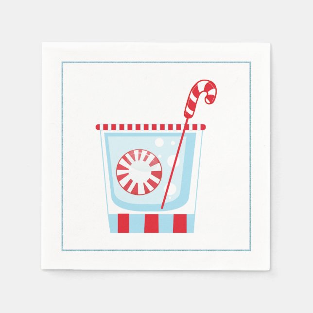 Christmas Cocktail Napkin with martini olive (Front)