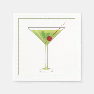 Christmas Cocktail Napkin with martini olive
