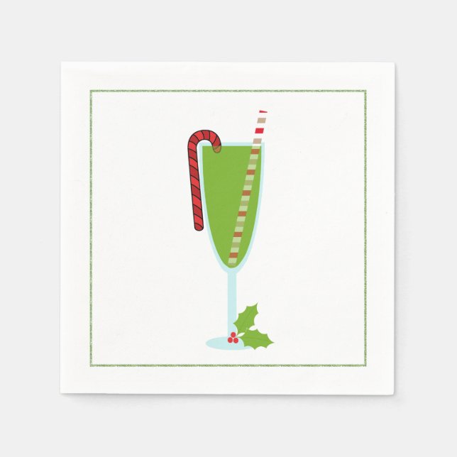 Christmas Cocktail Napkin with martini olive (Front)