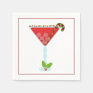 Christmas Cocktail Napkin with martini, olive and