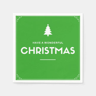 Christmas Cocktail Paper Napkins, Green Napkin