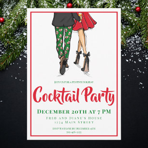 Christmas Cocktail Party Invitation Festive Couple
