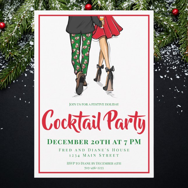 Christmas Cocktail Party Invitation Festive Couple (Creator Uploaded)