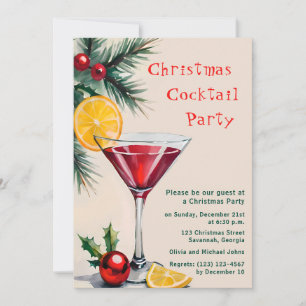 Christmas cocktail party invitation Watercolor