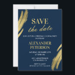 Christmas Cocktail Party Save the date Navy Gold Invitation<br><div class="desc">Christmas Cocktail Party Invitation Save the date Navy Gold</div>