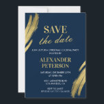 Christmas Cocktail Party Save the date Navy Gold Invitation<br><div class="desc">Christmas Cocktail Party Invitation Save the date Navy Gold</div>