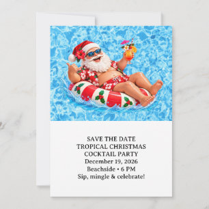 Christmas Cocktail Pool Party with Santa claus Invitation