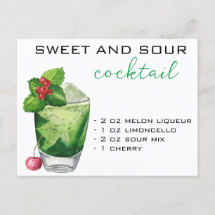 Christmas Cocktail Recipe Green Drink Postcard