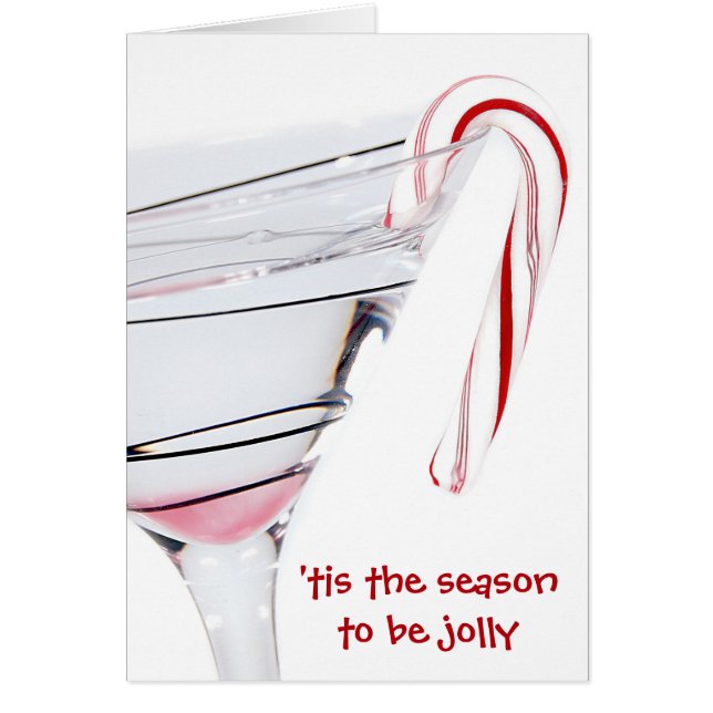 Christmas cocktail with candy cane on white (Front)