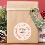 Christmas Cocktail's Elegant Party Classic Round Sticker<br><div class="desc">Elegant festive cocktails party invitation paired with a combination of serif and script font</div>
