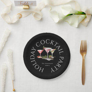 Christmas Cocktail's Elegant Party Paper Plate