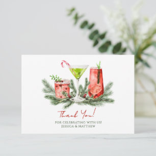 Christmas Cocktails Festive Holiday Party Thank You Card