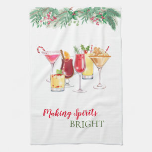 Christmas Cocktails Holiday  Tea Towel