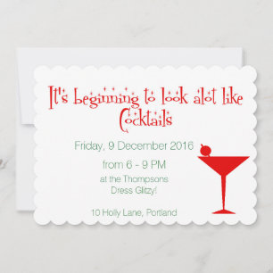 Christmas Cocktails Retro 50s Style Holiday Card